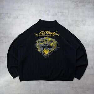Vintage 90’s Black Ed Hardy Merino Wool Grunge Knit Sweater